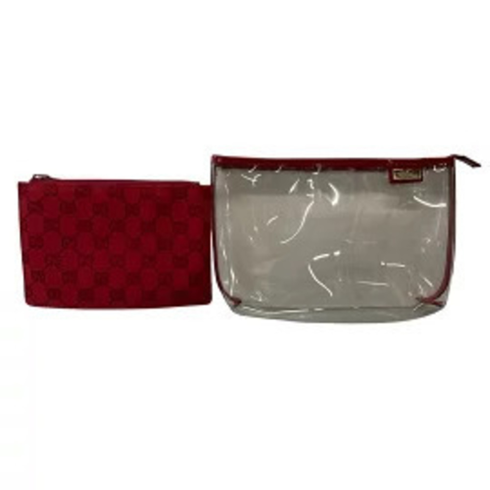 Gucci GG Pouch Clutch Clear x Red